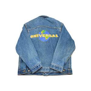 Vintage Universal Studios Men's Size L Embordered Button Up Demin Jacket